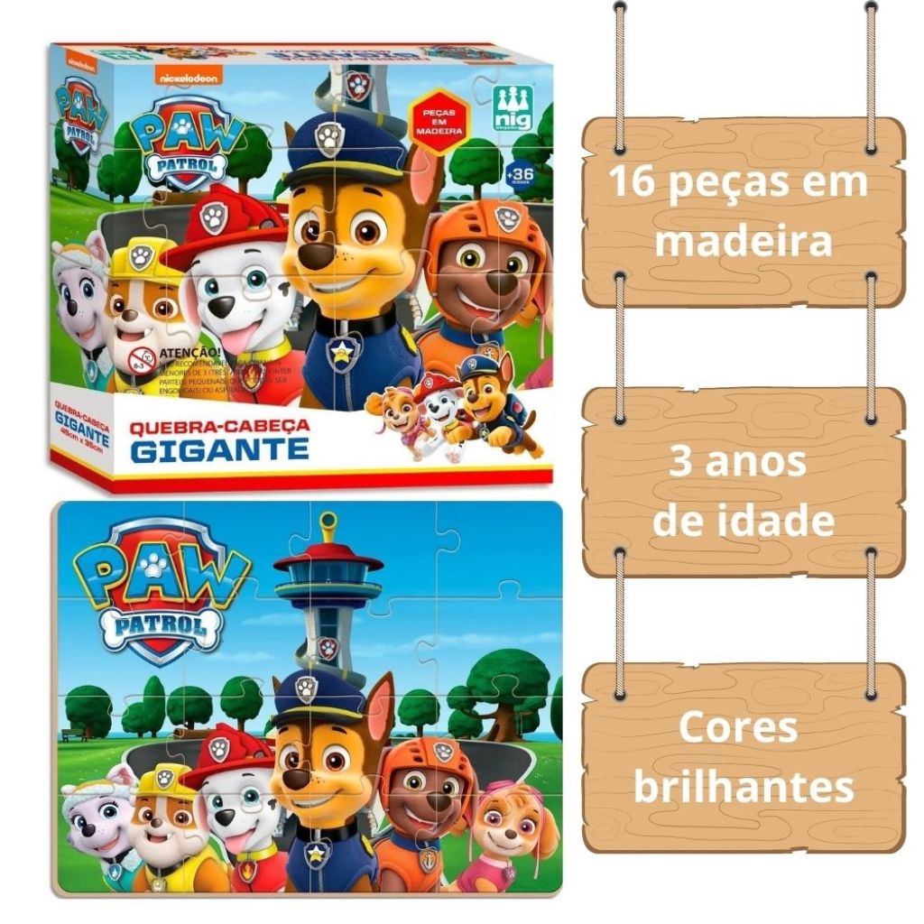 Quebra Cabeça Progressivo da Patrulha Canina - NIG BRINQUEDOS