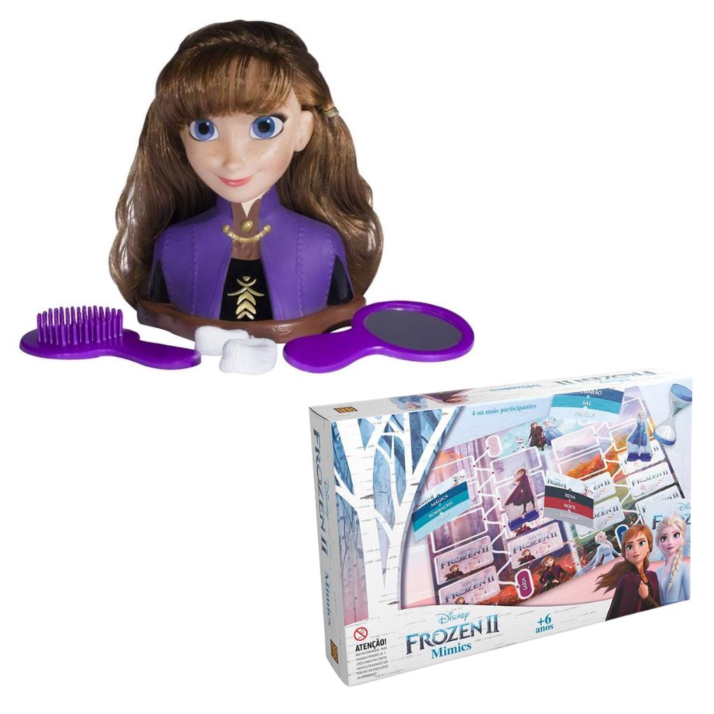 Jogo Mimics Frozen 2 e Busto de Boneca Anna Styling Head - Alves Baby