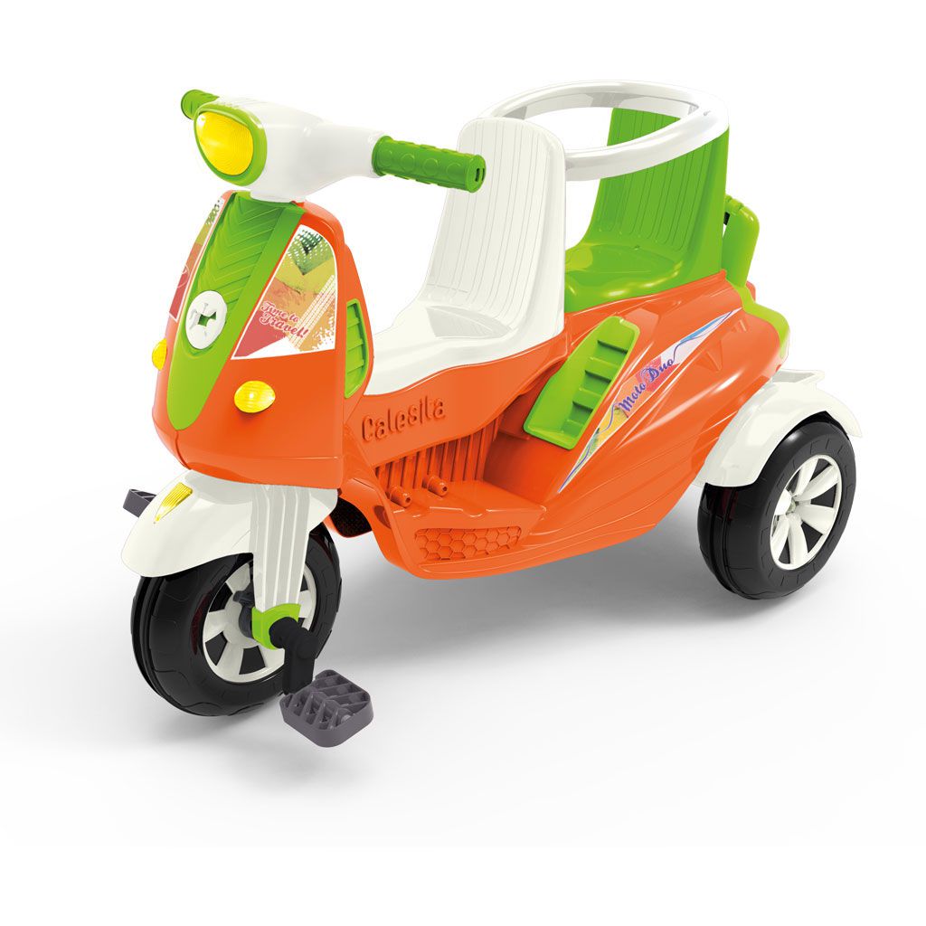 Triciclo infantil de dois assentos, bicicleta com pedal