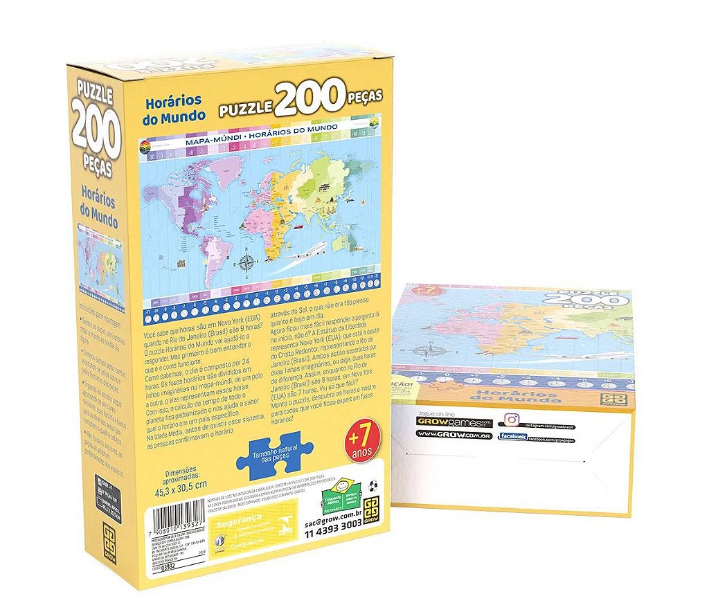 Jogo Quebra Cabeca Puzzle 200 Pecas Mapa do Brasil +7 Anos - Grow