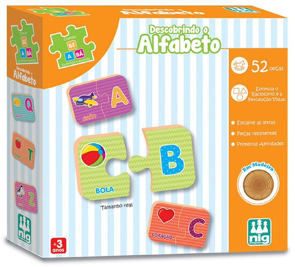Jogo Educativo de Encaixar - Descobrindo o Alfabeto - NIG Brinquedos -  Alves Baby