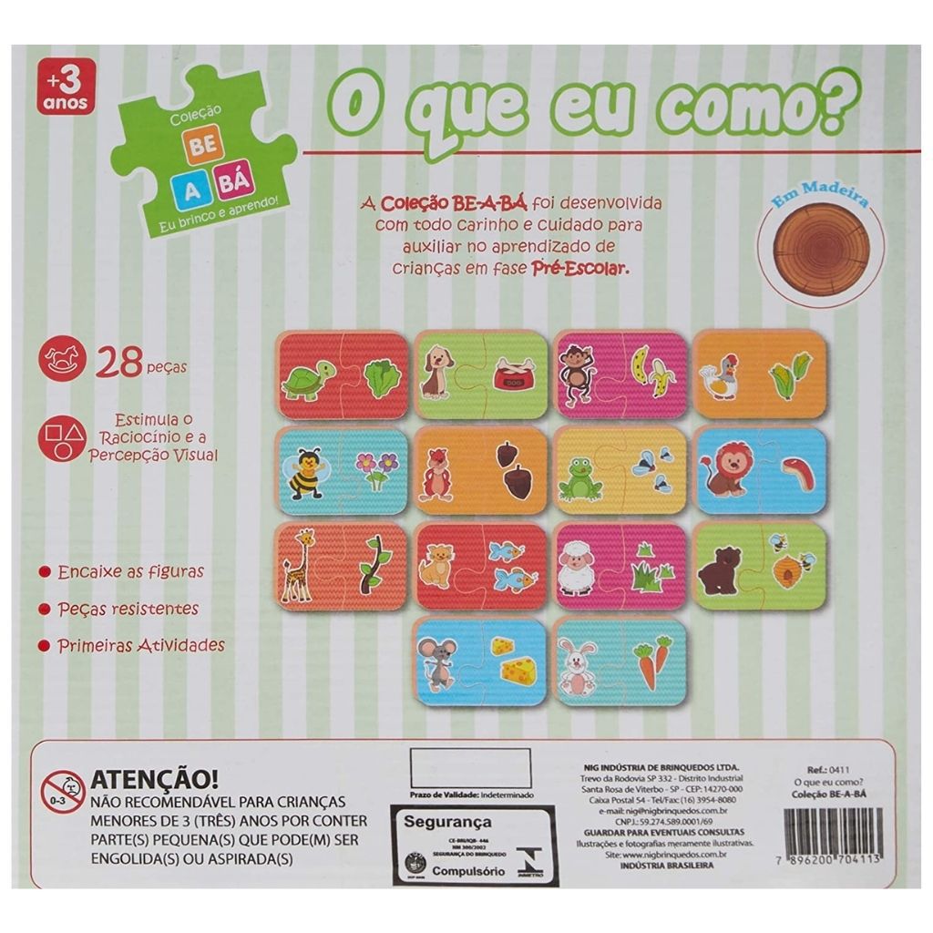 Jogo Educativo de Encaixar - O que eu como? - NIG Brinquedos