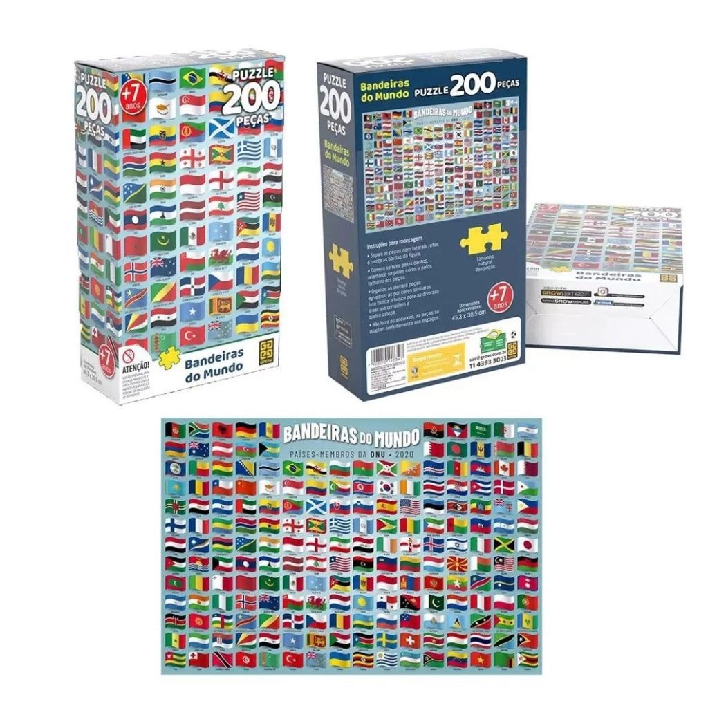 Jogo Quebra Cabeca Puzzle 200 Pecas Mapa do Brasil +7 Anos - Grow