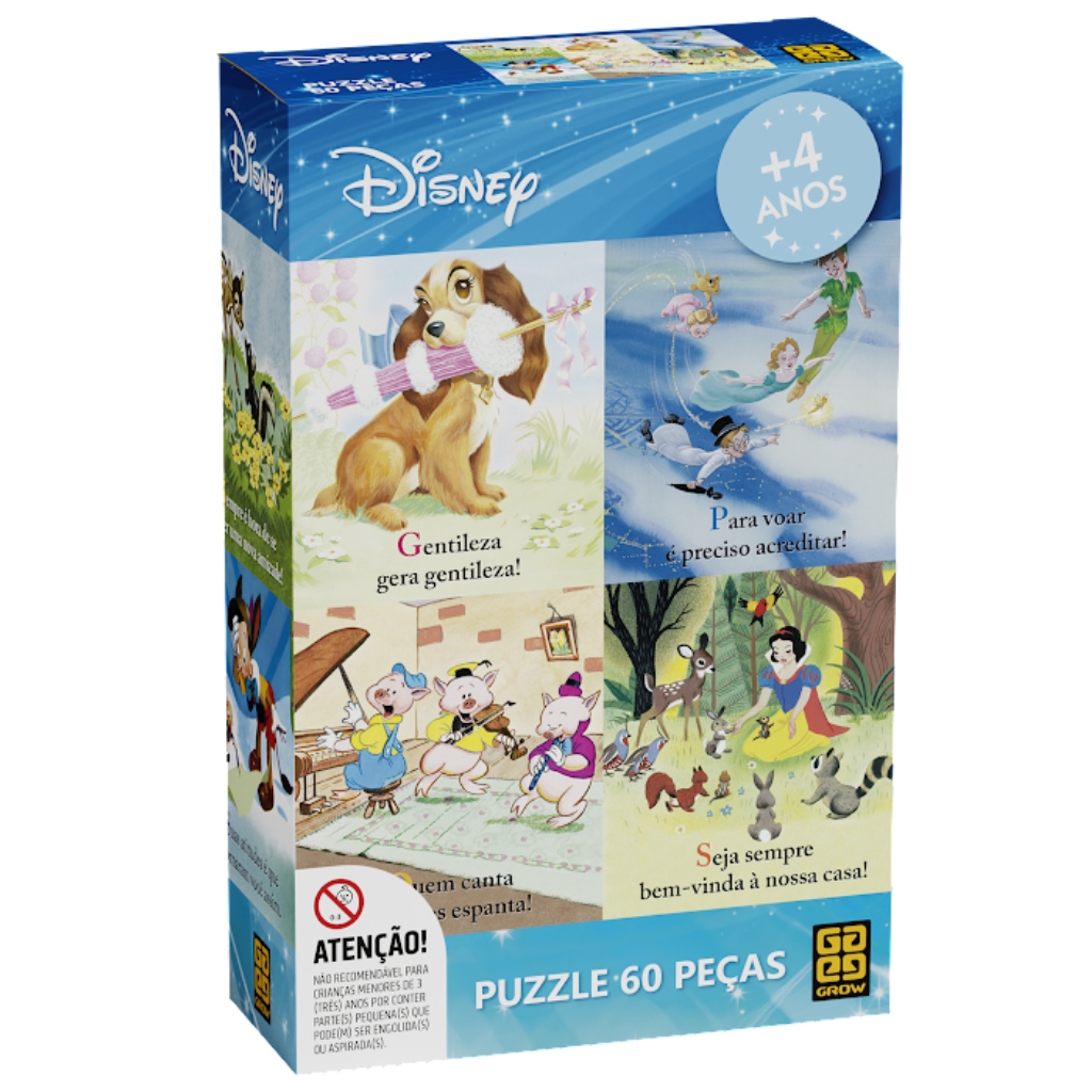 Quebra-Cabeça - Puzzle Panorama - Animais Disney - 350 Peças - Grow