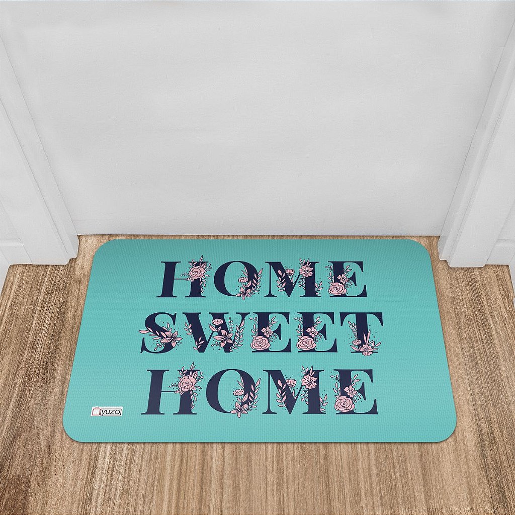Tapete de Entrada 40x60cm Home Sweet Home Azul - Yuzo Decorações