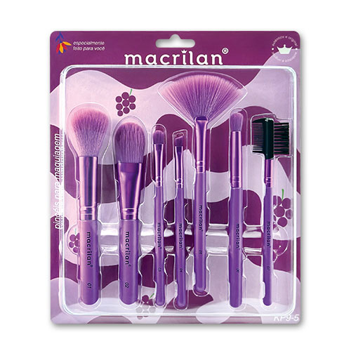 Jogo Pincel Maquiagem Macrilan Profissional Melhor Qualidade Cor Roxo