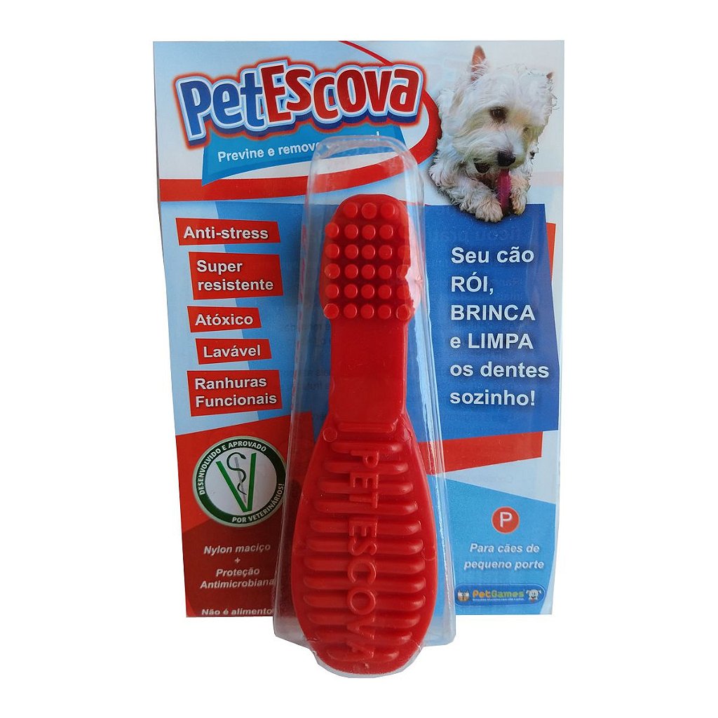 Brinquedo para Cachorro Pet Games Pet Escova Vermelha - AuauCare