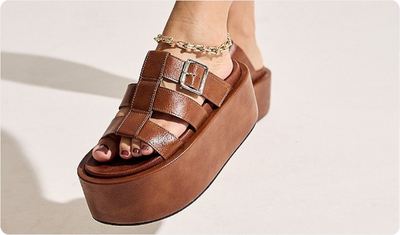 Tamanco Flatform Bangkok Camel Use HITZZ