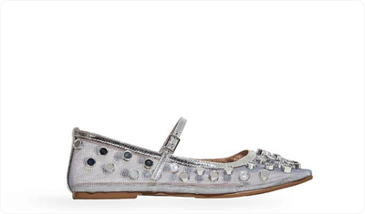 Sapatilha Feminina Blair Prata bico quadrado