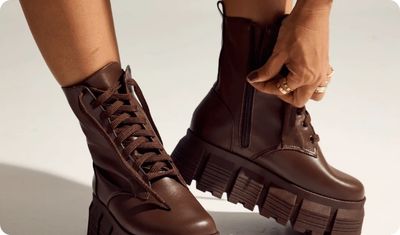 Detalhe couro premium Julieta Marrom