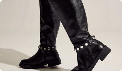 Couro legítimo Bota Amora Preta