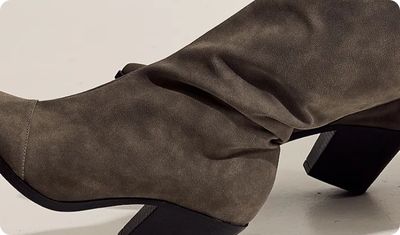 Couro camurça Bota Viena Cinza