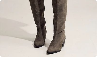 Bota Feminina Salto Alto Cano Longo Viena Cinza