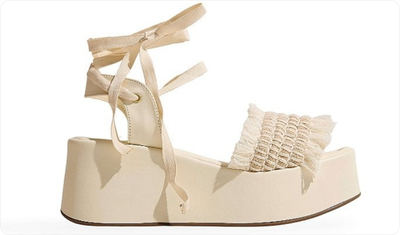 Sandália Plataforma Feminina Trama Artesanal Chali Off White