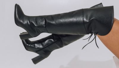 Bota Feminina Cano Longo Tratorada Zuna Preta