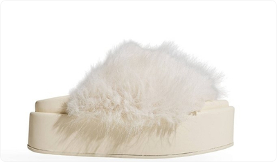 Tamanco Feminino Plataforma Pelos Fifi Off White