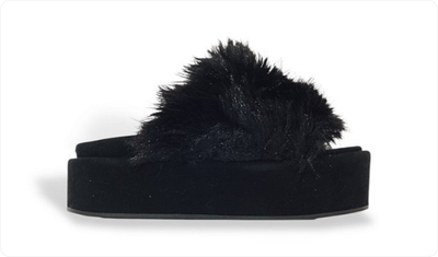 Tamanco Feminino Plataforma Pelo Fifi Preto