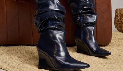 Detalhe couro brilhante Bota Zuna Preta