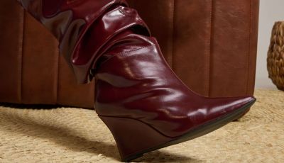 Detalhe couro brilhante Bota Zuna Preta