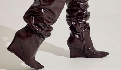 Detalhe couro brilhante Bota Zuna Preta