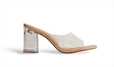 Tamanco Feminino Vinil Salto Transparente Kendall Bege