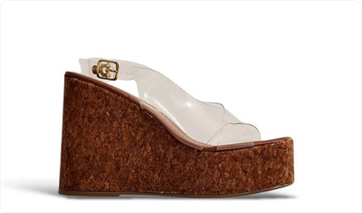 Sandália Plataforma Cortiça Vinil Feminina Khloe Camel