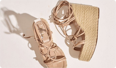 Sandália Plataforma Feminina Amarração Laika Bege