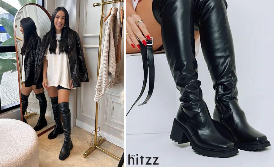 Look Feminino com Bota Cano Alto Tratorada Gio