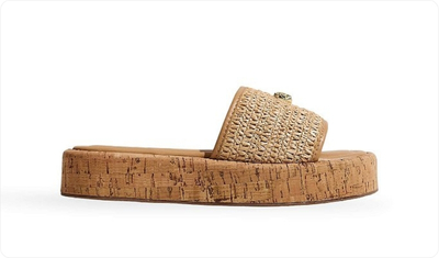 Flatform Feminina Palha Ráfia Mada Bege