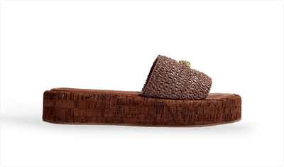 Flatform Feminina Palha Ráfia Mada Marrom