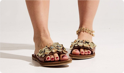 Rasteira Feminina Apliques Maisa Camel