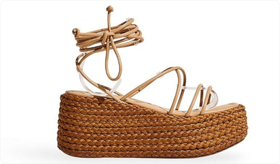 Sandália Feminina Plataforma Cordas Malia Camel