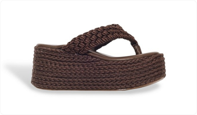 Tamanco Feminino Plataforma Dedo Cordas Malini Marrom