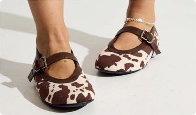 Sapatilha Feminina Mika Vaca Off White/Marrom