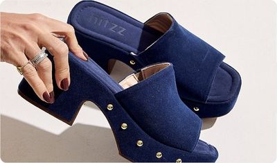 Tamanco Plataforma Feminino Camurça Mizuki Azul
