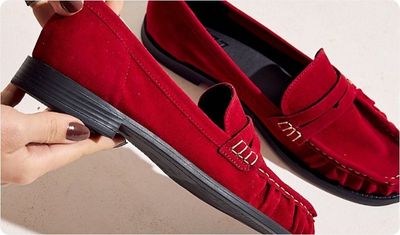 Mocassim Feminino Camurça Naoko Vermelho