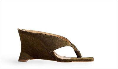 Tamanco Feminino Dedo Salto Anabela Misaki Verde Militar