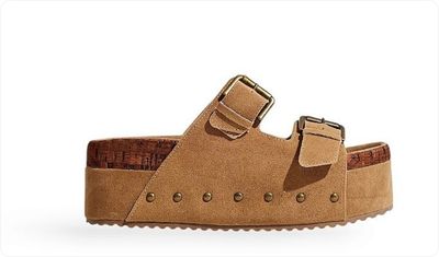 Tamanco Flatform Feminino Fivelas Osaka Bege