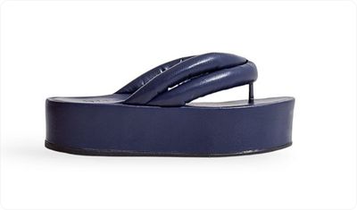 Chinelo Flatform Tiras Puffer Sakura Azul Marinho