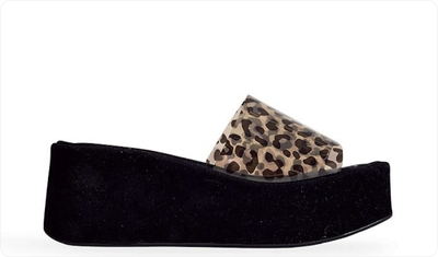 Tamanco Flatform Feminina Tira Vinil Adele Animal Print