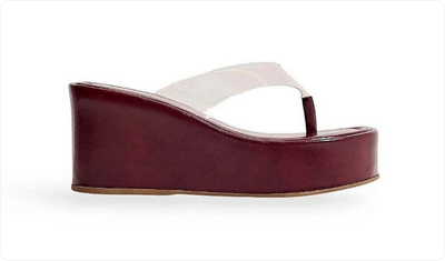 Tamanco Plataforma Feminino de Dedo Vinil Bordô