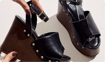 Sandália Plataforma Feminina Couro Roxie Preta