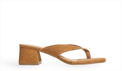 Tamanco Feminino Dedo Salto Bloco Flip Flop Couro Sayuri Camel