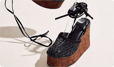 Sandália Feminina Plataforma Amarração Sol Preta