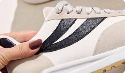 Detalhes Tênis Suli Branco e Cinza