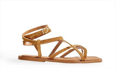 Sandália Rasteira Feminina Tiras Camurça Zoe Camel