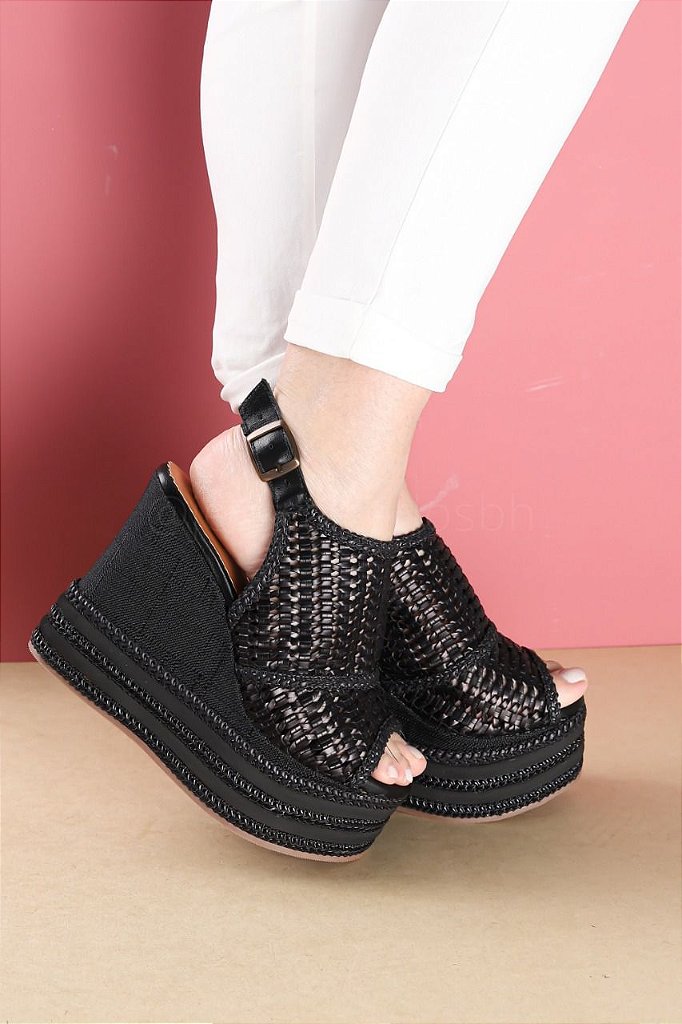 SANDÁLIA ANABELA TRESSEPRETO FIVELA ABERTA - Sandálias, Anabelas, tamancos,  rasteiras, botas e muito mais na Jess Calçados