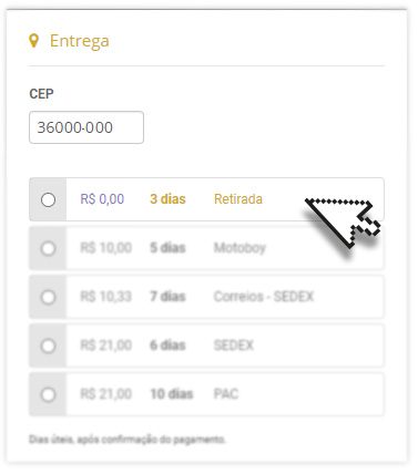 Como marcar a opção Retirar pessoalmente 