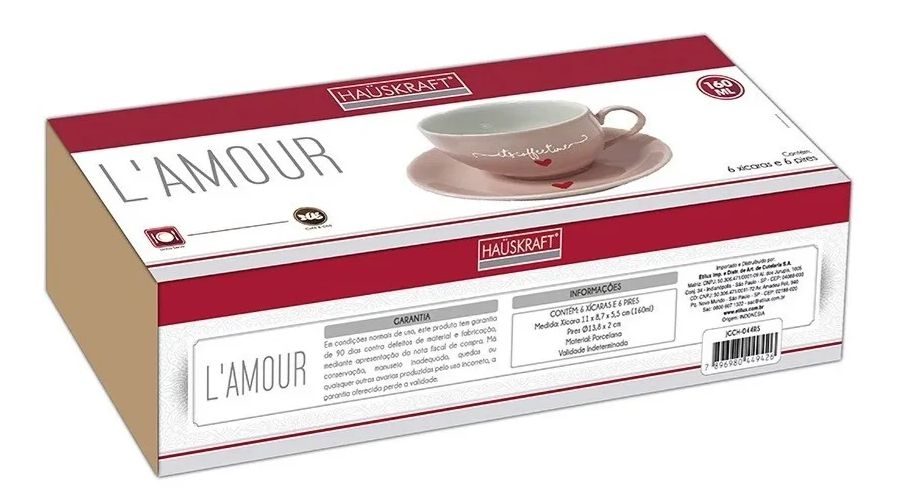 Jogo De Xícaras Para Chá Café Grande 160 Ml 12 Peças Fina Porcelana  Hauskraft Cor Vermelho - Maravilhas da China - Tem tudo o que você imagina