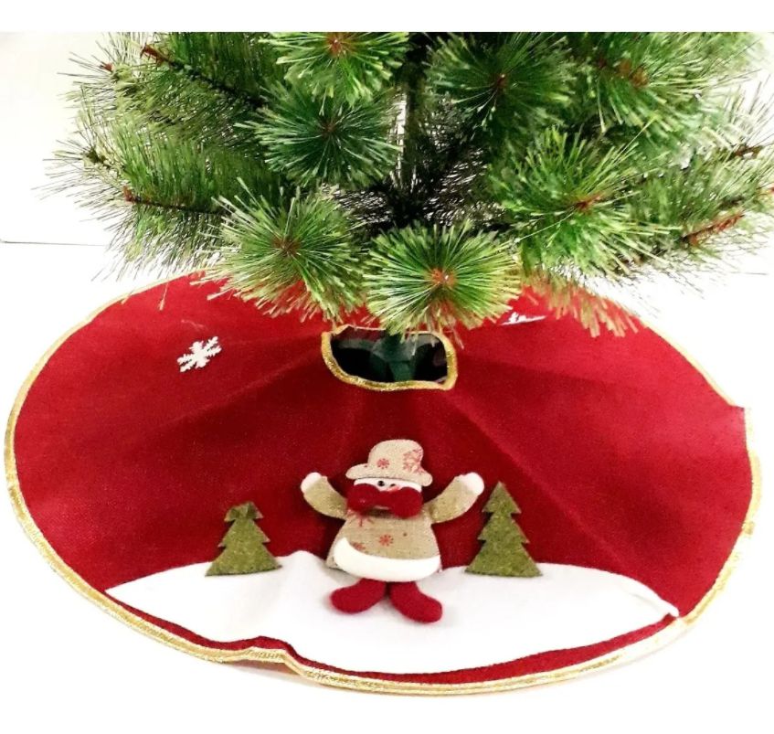 Árvore De Natal Decorada Vermelho Com Juta 60cm - Art Home Decoração